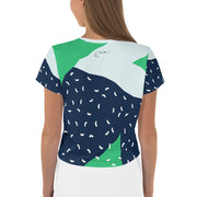Green Abstract Crop Tee