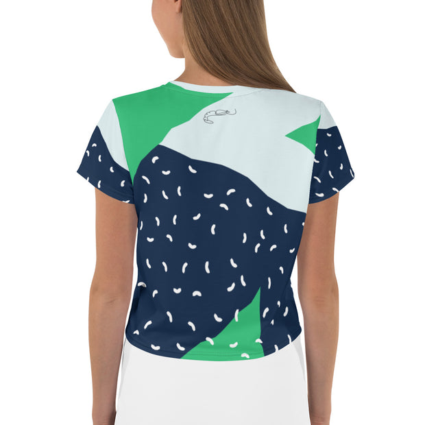 Green Abstract Crop Tee