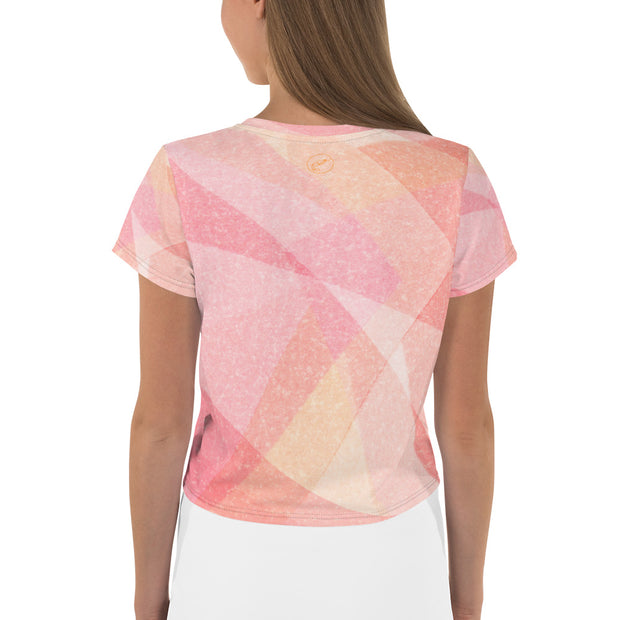 Pink Abstract Crop Tee