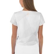 White Abstract Crop Tee