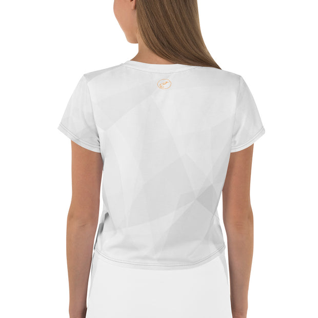 White Abstract Crop Tee