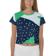 Green Abstract Crop Tee