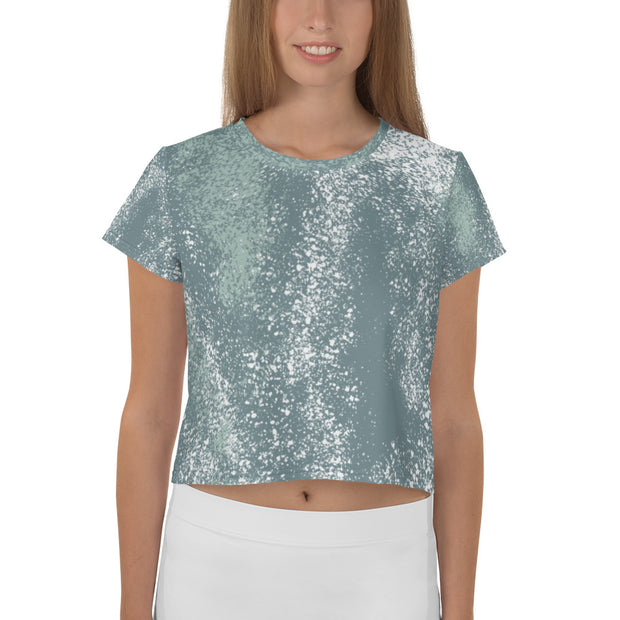 Green Splash Crop Tee