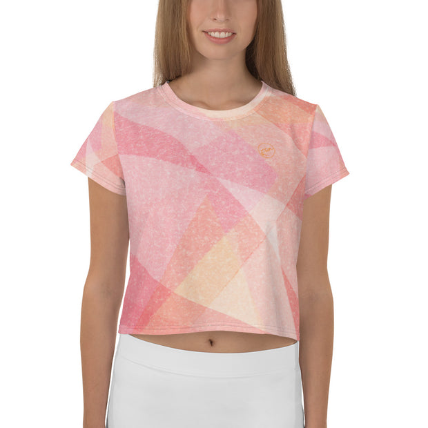 Pink Abstract Crop Tee
