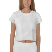 White Abstract Crop Tee