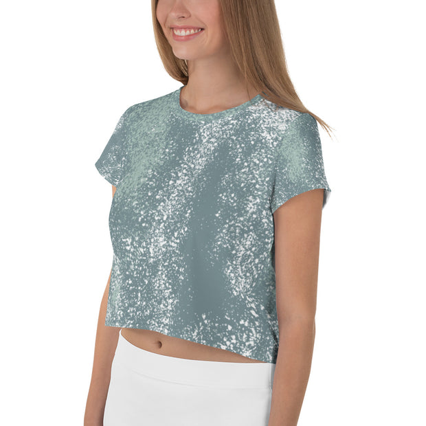Green Splash Crop Tee