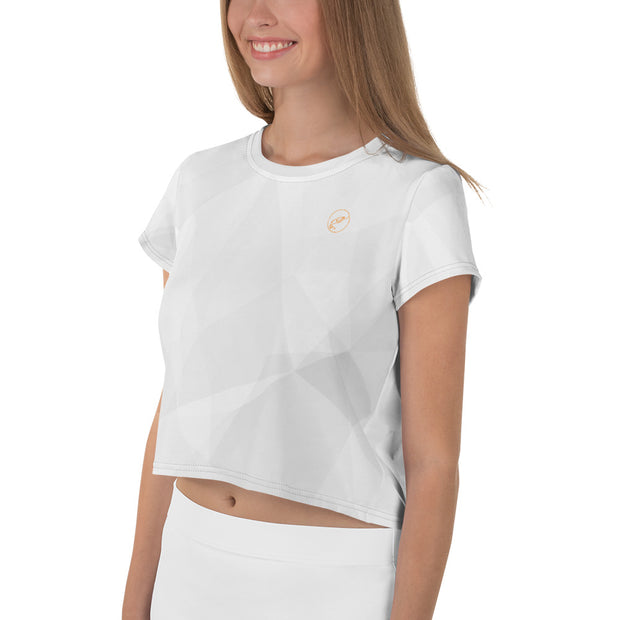 White Abstract Crop Tee