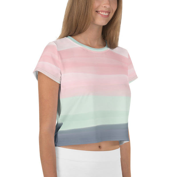 Pink Watercolour Crop Tee