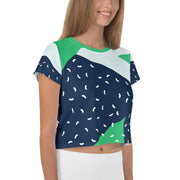 Green Abstract Crop Tee
