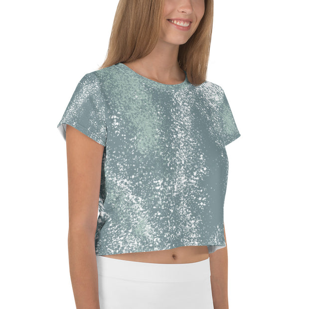 Green Splash Crop Tee