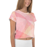 Pink Abstract Crop Tee