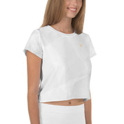 White Abstract Crop Tee