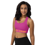 Pink longline sports bra